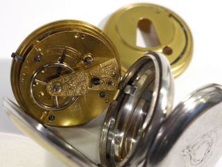 Antique Hallmarked London Silver Fusee Pocket Watch & Winding Key. 5