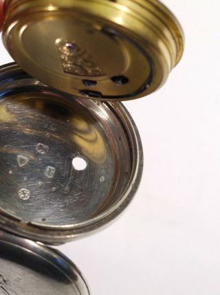 Antique Hallmarked London Silver Fusee Pocket Watch & Winding Key. 7