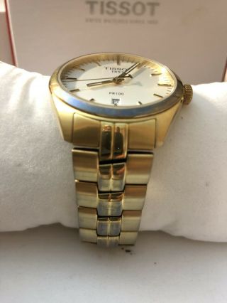 Tissot Men ' s PR100 Silver Dial Gold PVD Watch 39mm 3