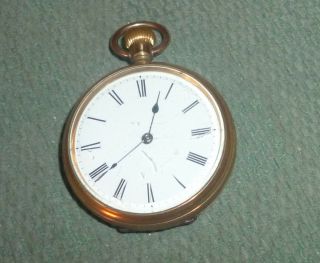 14ct Gold Plate Waltham Pocket Watch In Order