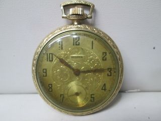 Vintage Bulova 14k Gold Filled Non - Running Pocket Watch 17 Jewels