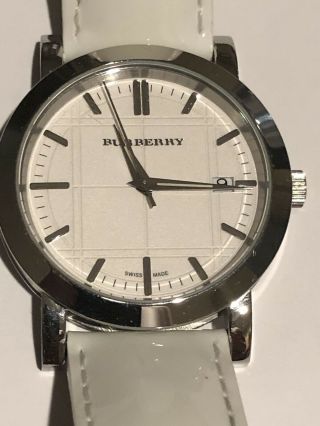 Burberry Watch Swiss Made White Leather Burberry Band 100 Authentic L@@k