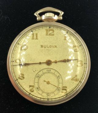 Bulova Antique Pocket Watch 10k Gold Filled Case - -