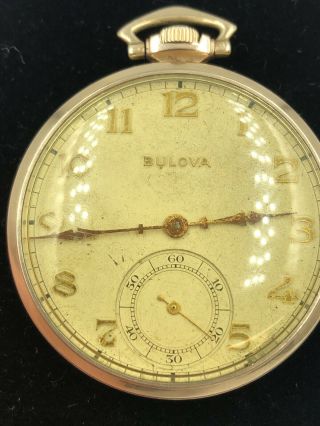 Bulova Antique Pocket Watch 10k Gold Filled Case - - 2