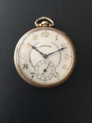 1926 Illinois 12s,  17j,  Open Face Antique Pocket Watch Runs