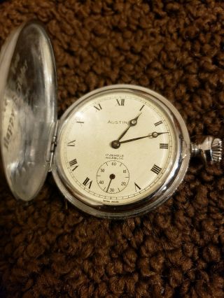 Vintage Austin 17 Jeweled Pocket Watch - Swiss Made