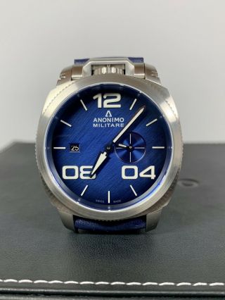 Anonimo Militare,  Ss,  Blue Scratch Dial,  Box & Papers.