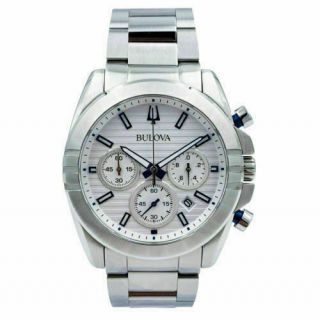 Bulova 96b307 Stainless Steel White Dial Chronograph Quartz Watch