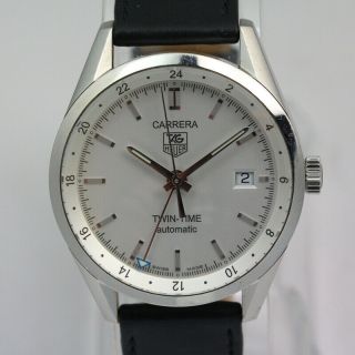Stainless Steel Tag Heuer Carrera Twin - Time Automatic Date Wv2116 Wristwatch
