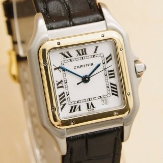 Authentic Panthere De Cartier Date 18k Solid Gold Bezel Quartz Ladies Watch