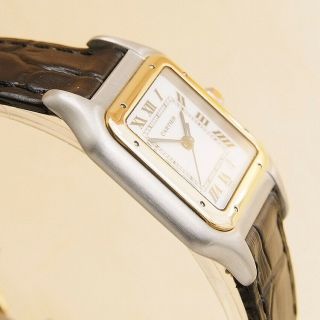 Authentic Panthere De Cartier Date 18K Solid Gold Bezel Quartz Ladies Watch 2