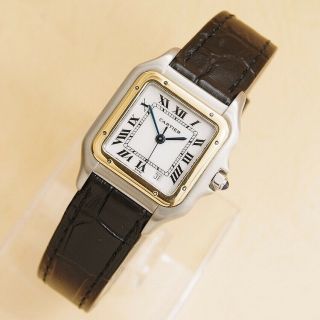 Authentic Panthere De Cartier Date 18K Solid Gold Bezel Quartz Ladies Watch 4