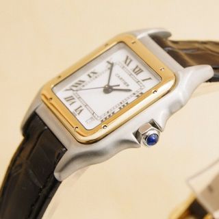 Authentic Panthere De Cartier Date 18K Solid Gold Bezel Quartz Ladies Watch 5