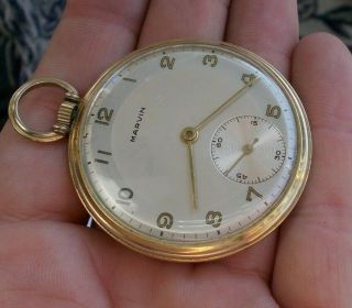 Rare Vintage Antique 1.  75 " Marvin Gold Filled Wind Up Pocket Watch Swiss Look Nr