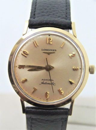 Vintage Solid 14k Longines Admiral Automatic Watch 1960s Cal 340 Exlnt Serviced
