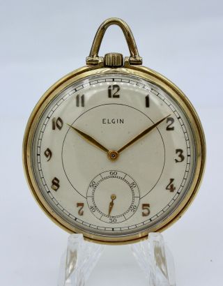 Vintage Elgin 15 Jewel Dress Pocket Watch 10k Gold Filled Case Runs Well