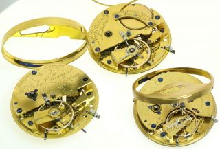 Three Early 19th C English Fusee Lever Pocket Watch Movements For Repair