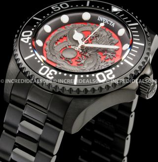 Invicta Men Pro Diver Dragon Automatic Nh35a Red Dial Black 24j Ss Watch 26492