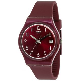 Swatch Redbaya Gr405 Red Silicone Swiss Quartz Fashion Watch