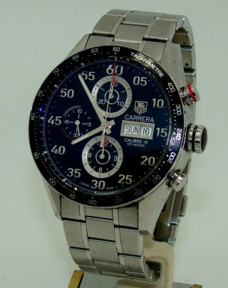 Tag Heuer Carrera 43mm Automatic Day - Date Chronograph Watch Near Cv2a10