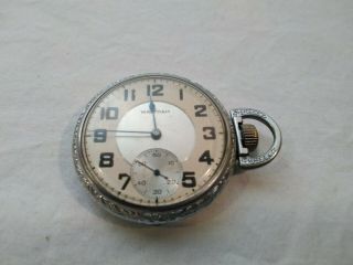 Antique Waltham 15j Pocket Watch 16s Open Face Silver Plate Illinois Case