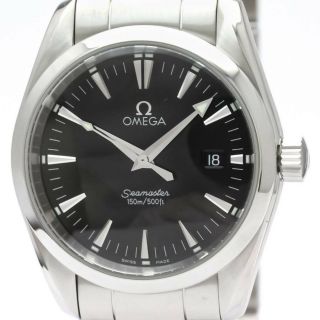 Mens Omega Seamaster Aqua Terra Ss Quartz Watch Black Dial 2518.  50 W Box Papers