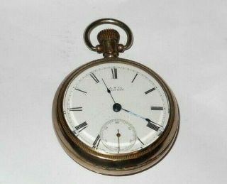 Antique 1881 Waltham Wm.  Ellery 18s 11 Jewel Nickel Pocket Watch,  Runs