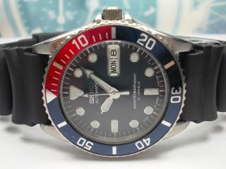 Seiko 10bar Day/date Submriner Skx025 Midsize Watch 7s26 - 0050,  Pepsi (sn 174949)