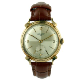 Ulysse Nardine Vintage Chronometer Co Gold Dial Automatic 14k Gold Mens Watch