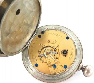 1894 Elgin Coin Silver 18s 7j Key Wind Pocket Watch.