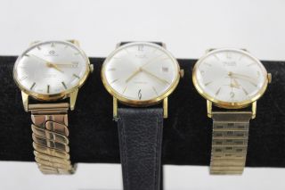 3 X Vintage Gents Gold Tone Wristwatches Hand - Wind Inc Relide,  Avia Etc