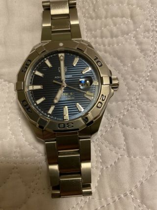 Tag Heuer Aquaracer Calibre 5 Mens Watch Blue Stainless Steel Way2012.  Ba0927