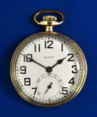 1932 Elgin 15 Jewel Model 7 Grade 313 Size 16s Pocket Watch W/ Gold Filled Case