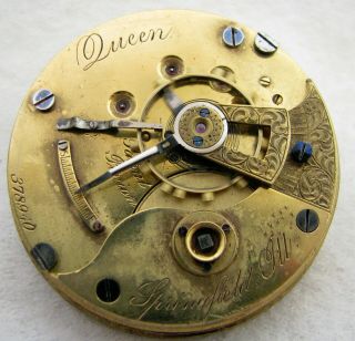 Antique 18s Illinois Queen Hunter Pocket Watch Movement Parts