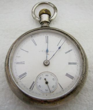 Antique 18s Elgin Grade 73 7j Sterling Silver Pocket Watch Parts Repair
