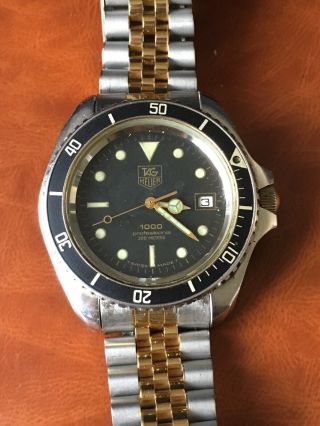 Vintage And Rare Tag Heuer 1000 Quartz Full Size Watch 980.  021L Gold Steel Mens 7
