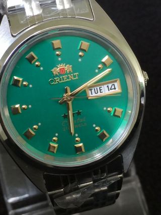 Orient Watch Automatic Men,  Crystal 21 Jewels Day/date Lovely Green Face