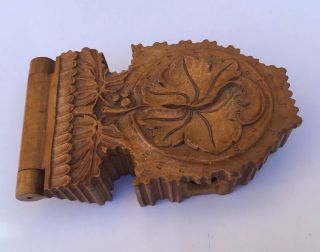 Antique Carved Wood Pocket Watch Holder Stand Display Black Forrest