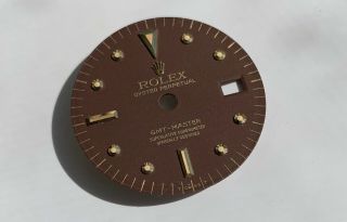 1970 ' s Vintage Rolex GMT - Master ref.  1675 Yellow Gold Brown Tritium Nipple Dial 2