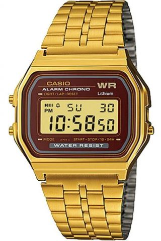 Casio A159wgea - 5 Retro Gold Stainless Steel Digital Mens Watch A - 159