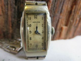 Vintage Art Deco Hamilton 14k White Gold Filled Ladies Watch - 17j Rp7