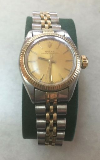 Rolex Oyster Perpetual Stainless Steel & 18k Gold 26mm Lady Wristwatch 1982