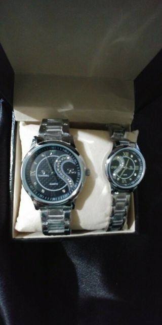 Tiannbu Fq - 102 Stainless Steel Pair His And Hers Wrist Watches Set Nwt