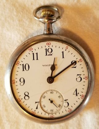 Antique Waltham Illinois Sterling Silver Case Pocket Watch