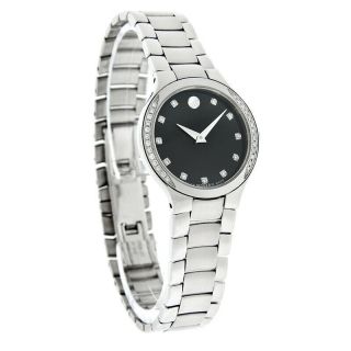 Movado Serio Series Ladies Diamond Black Dial Swiss Quartz Dress Watch 0606491