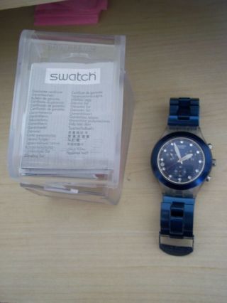 Swatch Irony Diaphane Chrono Full Blooded Stainless Band Blue Watch Unisex L@@k