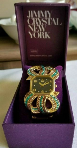 Jimmy Crystal York Swarovski Crystal Emerald & Gold Style Ladies Watch