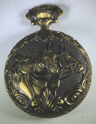 Vintage Arnex 17 Jewels Swiss Made Pocket Watch Horses Design Well