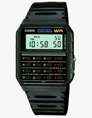 Casio Mens Classic Black Resin Strap Digital Calculator Watch Square Vintage