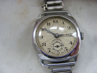 Rare 1940s Cushion Watch With Textured Stile Dial,  Stunning Bracelet 15 Jewels